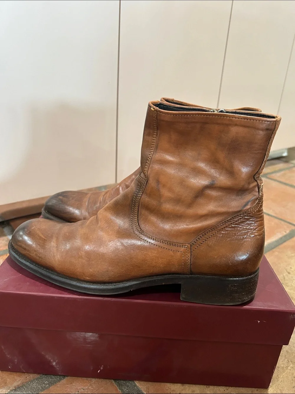 To Boot New York Men's Brown Leather Zip Ankle Boots